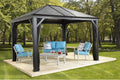 Sojag Mykonos 12 ft. x 16 ft. Outdoor Gazebo with Galvanized Steel Roof and Rustproof Aluminum Frame, All-Season Backyard Shelter for Shade, Privacy, and Weather Protection
