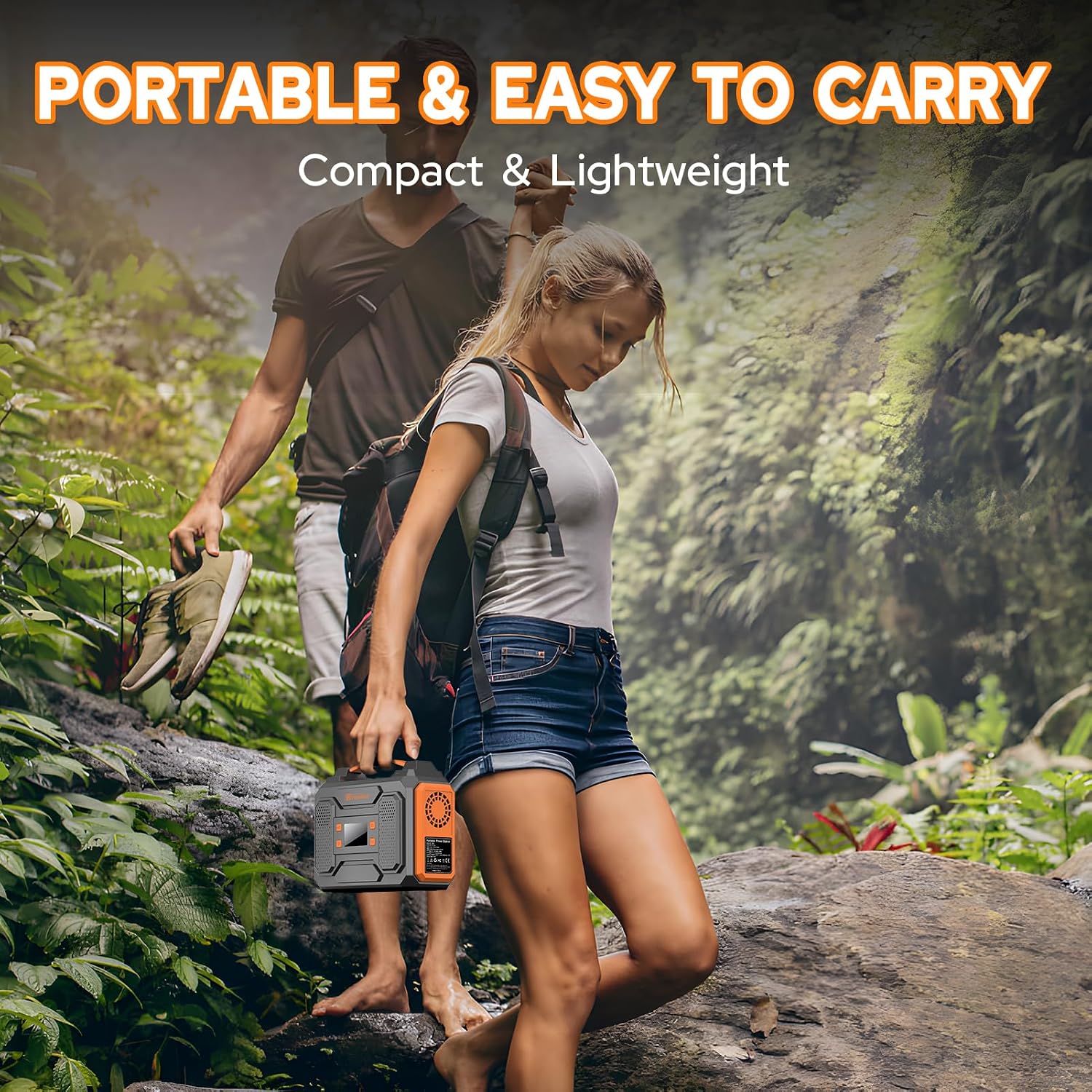 300W Portable Battery Power Station with Solar Panel 40W, 110V AC Outlet 120W Solar Power Pack Generator with USB C DC for Tent Camping Laptop Smart Devices RV Home Use VanLife Outdoor Power Outage