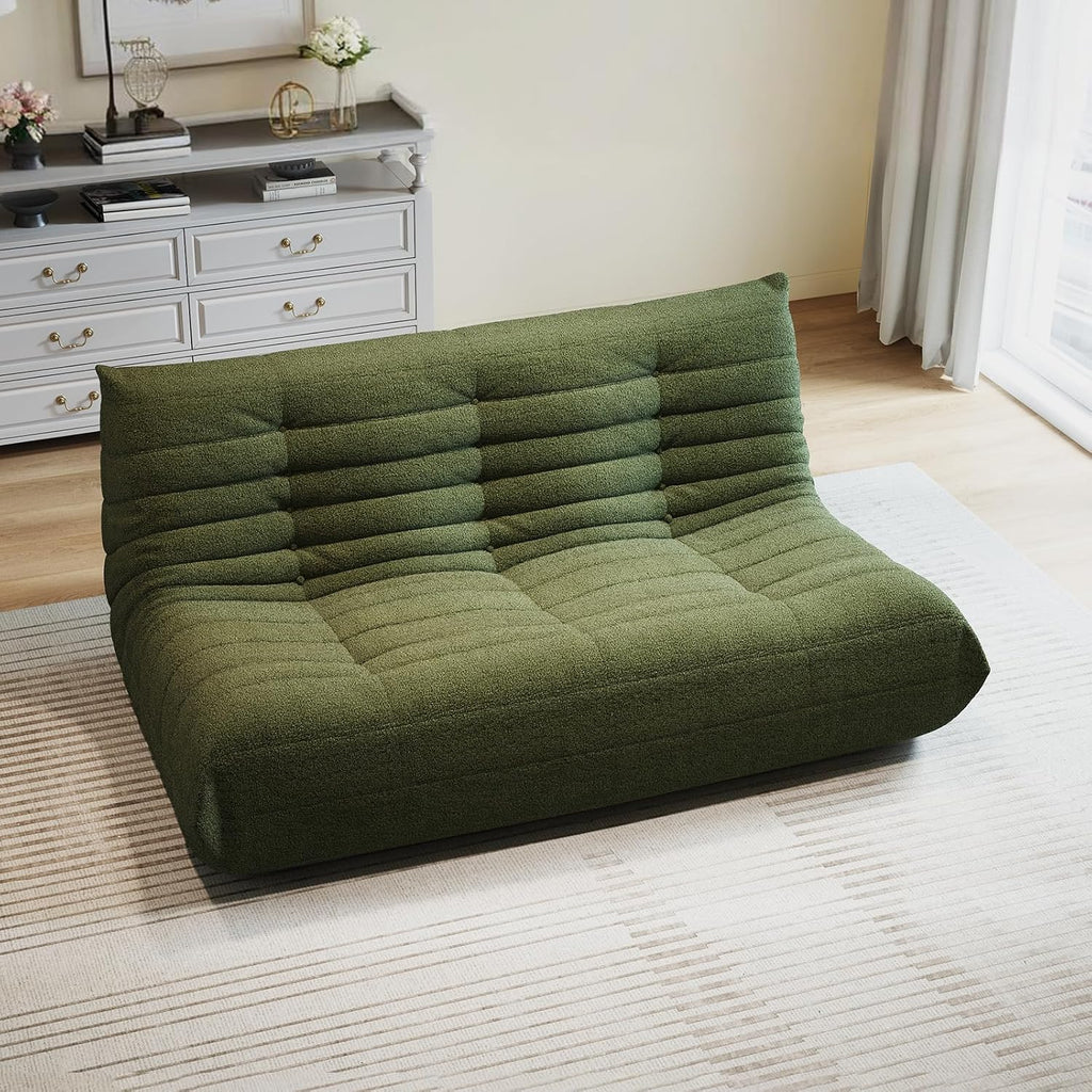 3 Seat Oversized Bean Bag Chairs for Adults, Memory Foam Fireside Beanbag Couch, Comfy Bean Bag Lounger Lazy Sofa for Living Room, Bedroom, Playroom, Green