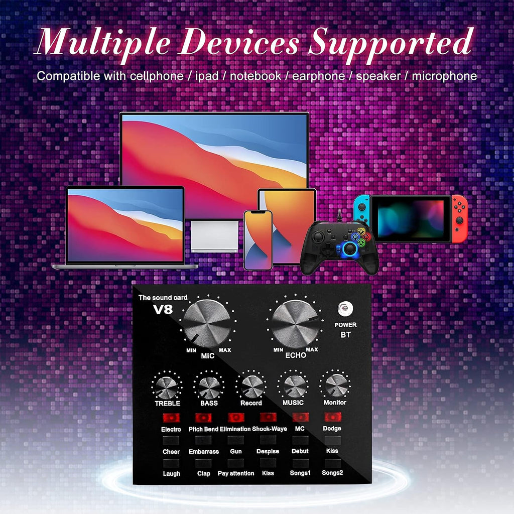 Studio Microphone,Sound Card,Mic Kit,Compatible with PC/Laptop/Tablet/Phone/PS4,Mic for Streaming/Singing/Gaming/Video