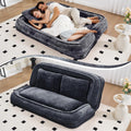 Extra Large Human Dog Bed for Adult & Pets, Convertible Floor Sofa Bed with 5 Adjustable Position, Lazy Couch Giant Bean Bag Lounge Chair Comfy Tatami with 3 Pillow for Bedroom Living Room (Dark Grey)