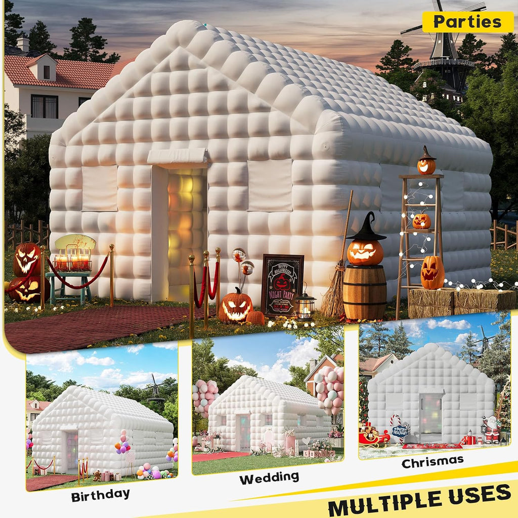 EROMMY 20x16.5x12 FT Large White Inflatable Nightclub, Blow Up Party Tent Portable with 950W Blower, Disco Night Club Tent for Adult Birthday Party Business Rental
