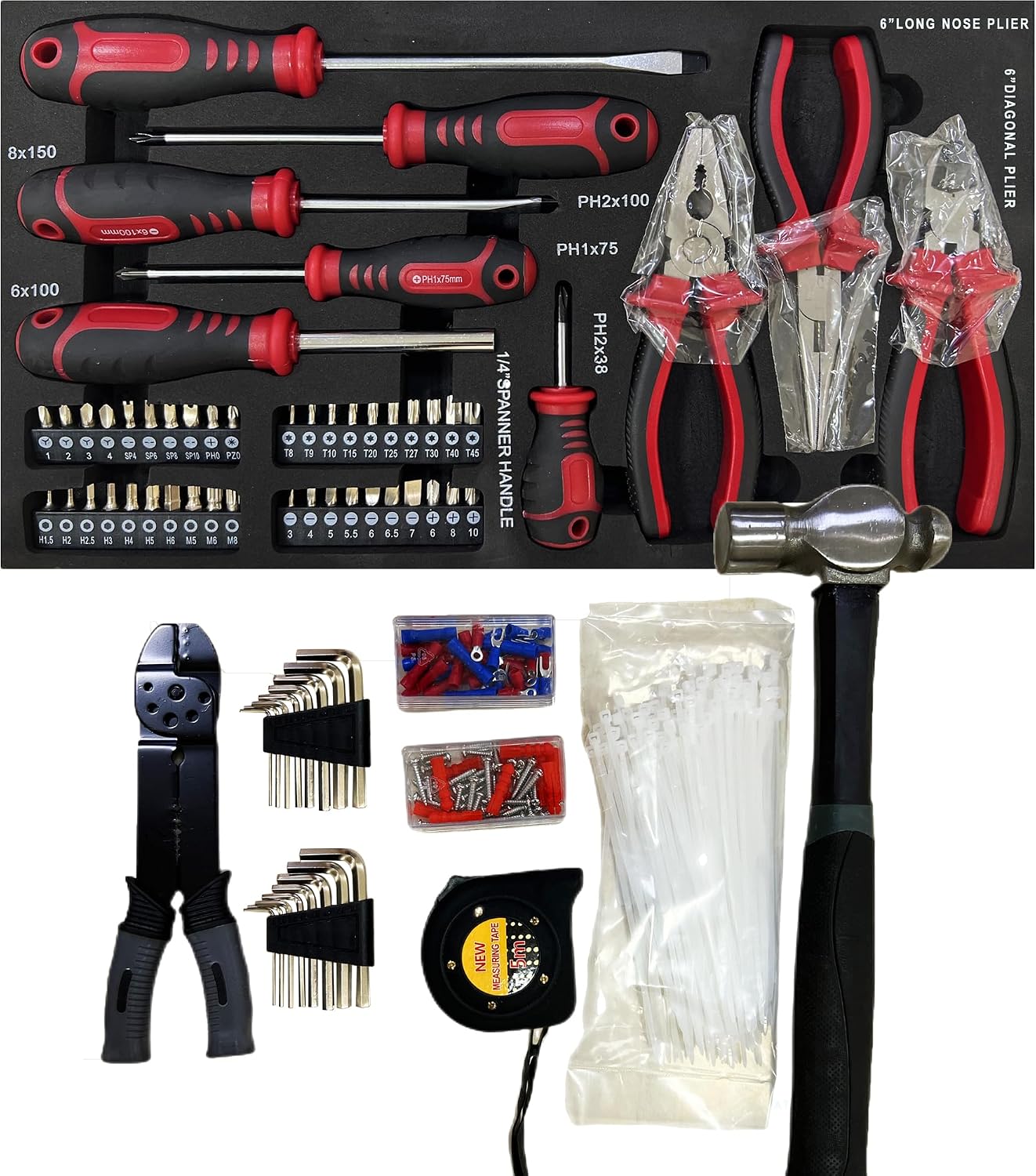 Campfun 439PCS Tool Set, Mechanic Tool Set for Home, Tool Box Set 4-Tier Socket Wrench Ratchet Plier Nails, Home Tool Set Mechanics Kit with 3 Drawers Organizer for Adults Man Handyman, Orange