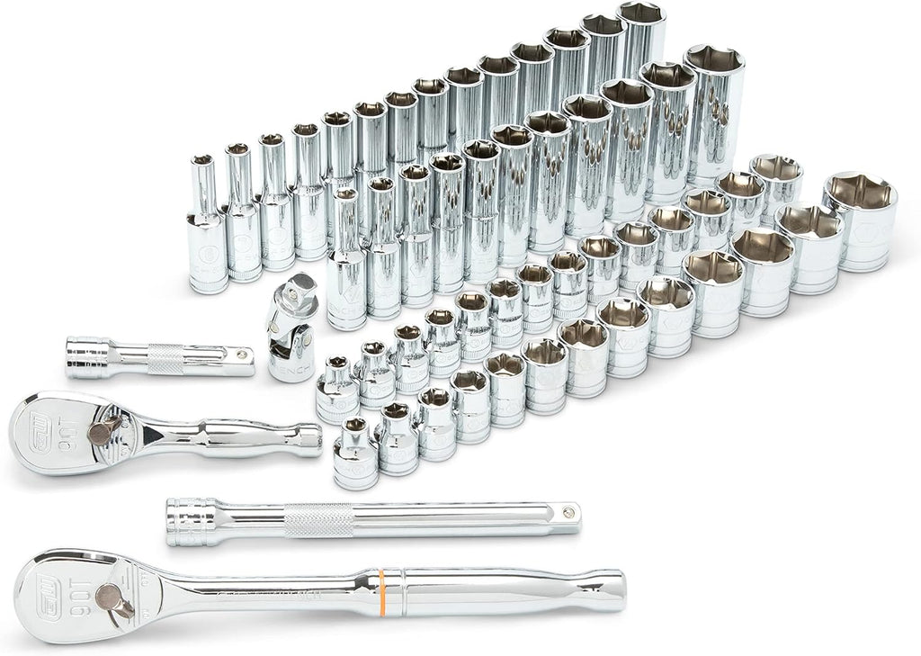 GEARWRENCH 57 Pc. 3/8' Drive 6 Pt. Mechanics Tool Set, Standard & Deep, SAE/Metric - 80550