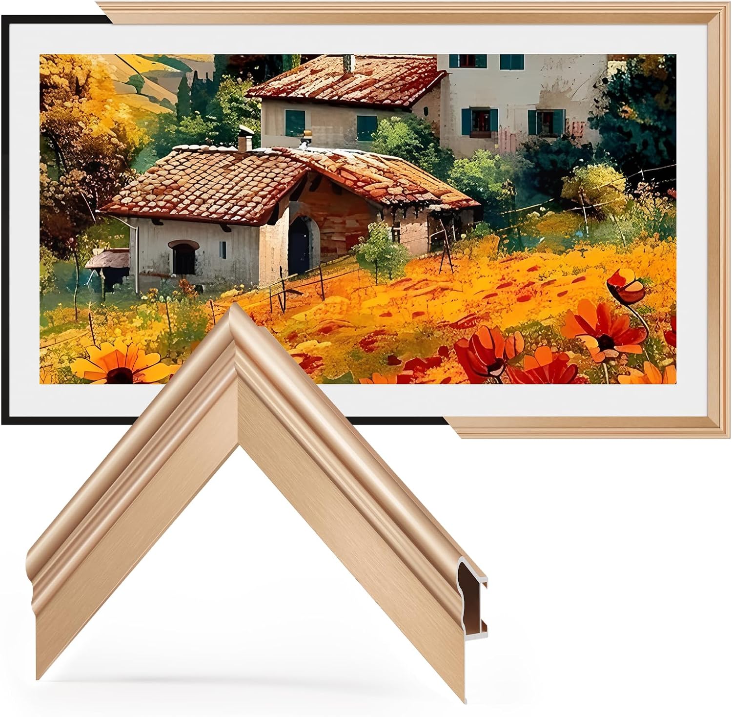 TV Frames 55' Deco Only for Samsung The Frame TVs, Alloy Bezel Modern & Minimalist Styles, Easy Installation, Interchangeable Bezels for Home Decor (Fits 2021-2025 Frame TVs)