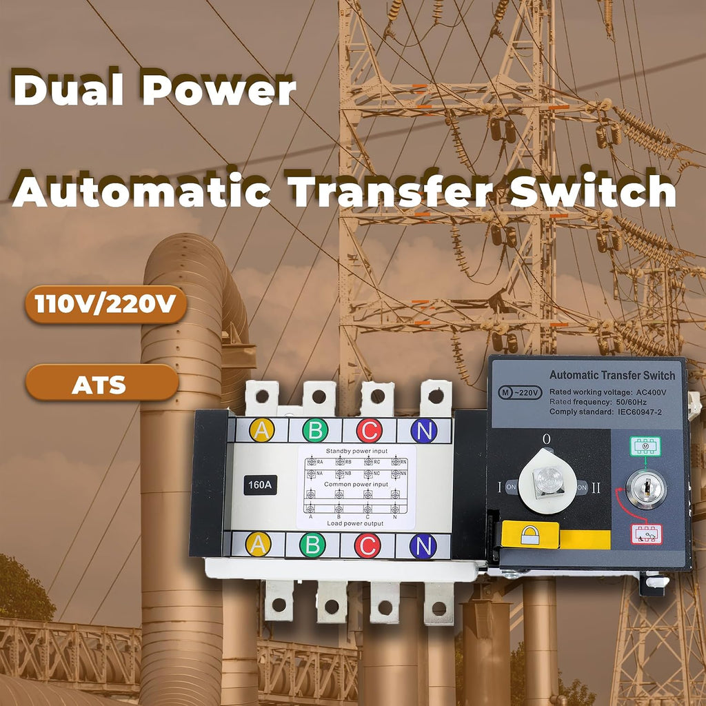kimllier Dual Power Automatic Transfer Switch 4P ATS 160A 220V Automatic Transfer AC Generator