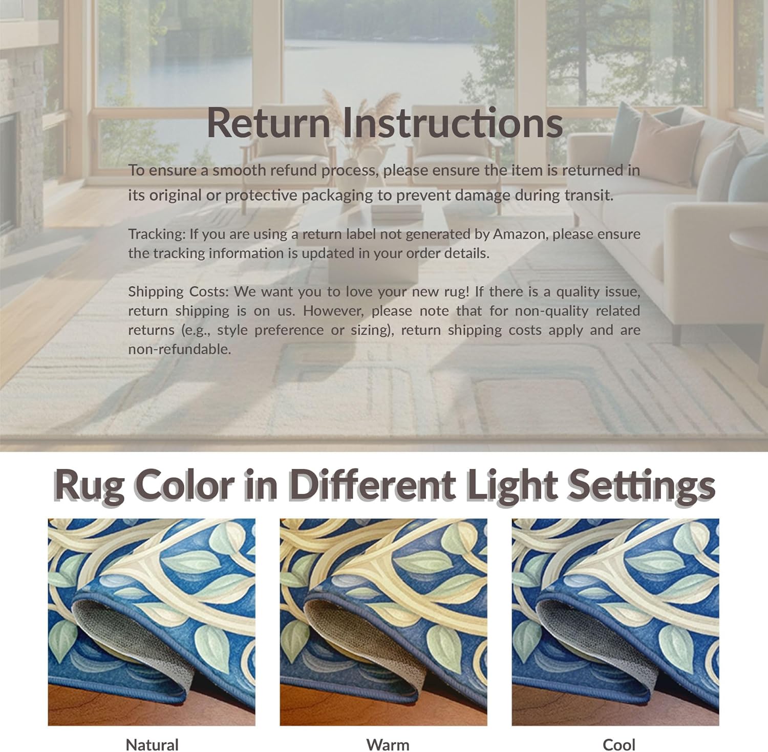 Design&I Low Pile Flatwoven Area Rug 5x7, Tropical Fish Coral Reef Marine Life Seascape, Machine Washable, Stain Resistant Indoor Rug for Living Room, Bedroom, Non Slip(Blue, 5x7, Pad)