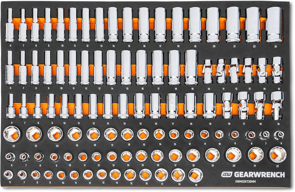 GEARWRENCH 358 Piece MEGAMOD Metric Mechanics Tool Set in Modular Foam Trays with Rolling Cabinet | MEGAMOD358