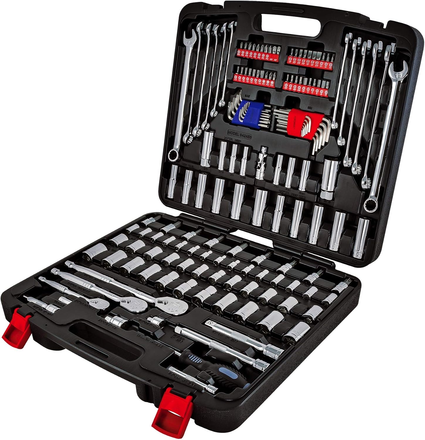 Powerbuilt 642453 152 Piece 1/4-inch, 3/8-inch, and 1/2-inch Drive Mechanics Tool- with SAE and Metric Socket Set, 72 Tooth Seal-Head Ratchet, Automotive Tool Kit, including Case