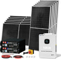 ECO-WORTHY 10KW Output 9.36KWH Off Grid Solar System Complete Kit for Home:12pcs 195W Solar Panels(2340W)+10KW 120V/240V Inverter (UL 1741)+ 2pcs 48V 100AH Lithium Batteries(UL 1973&UL 9540A)
