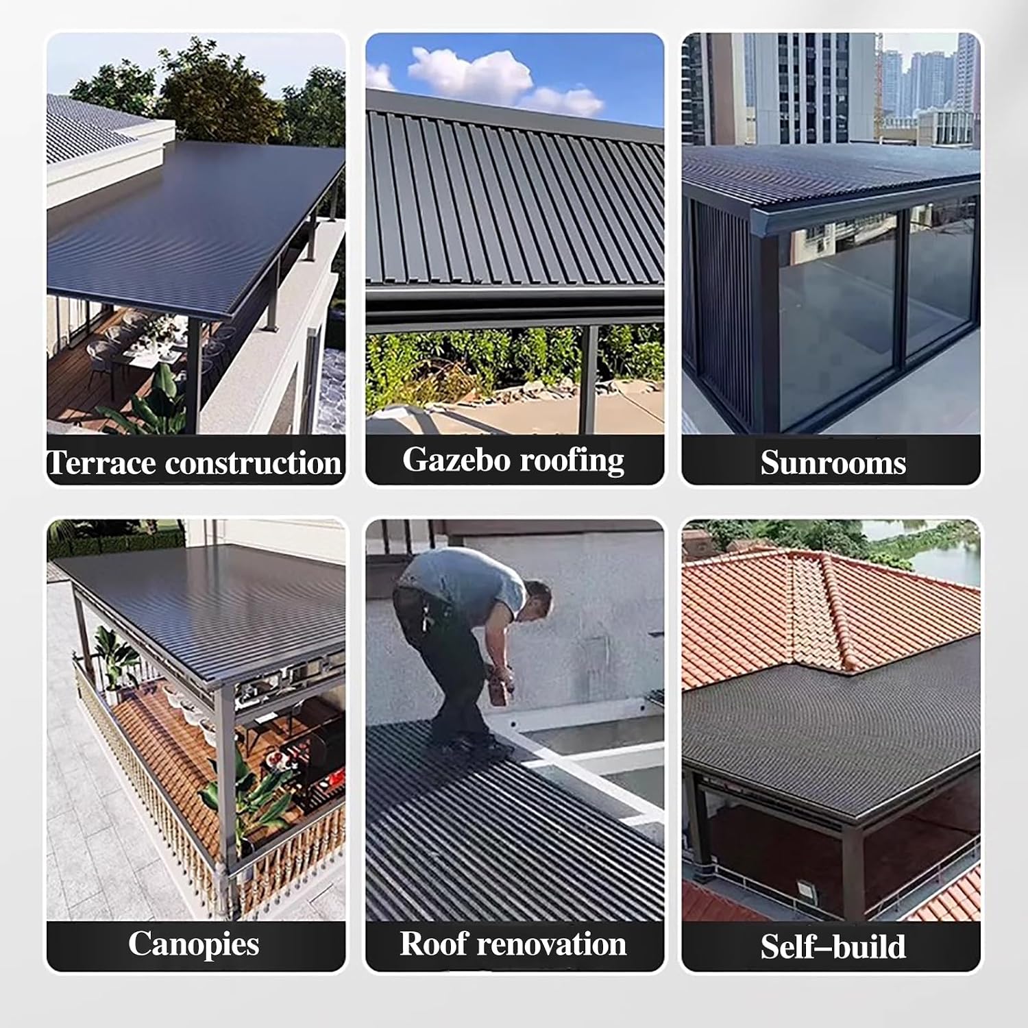 Metal Aluminum Roofing Panels 10 12 14 16 18 20ft, Gazebo Cladding Panel Board Outdoor Waterproof, Shed Siding Sheet Metal Can Thermal Insulation(Brown,L 366cm(12ft))