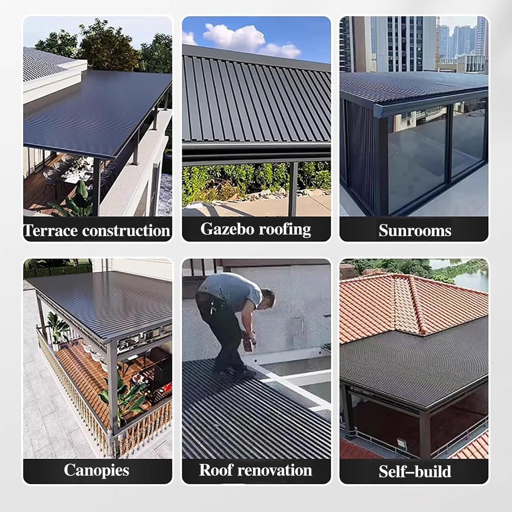 Heavy Duty Ceiling Insulated Panels, Metal Roofing Panels for Chicken Coop Gazebo and Mobile Homes, Corrugated Awning Covers with Polycarbonate Fill(Brown,L 1m(3.2ft))