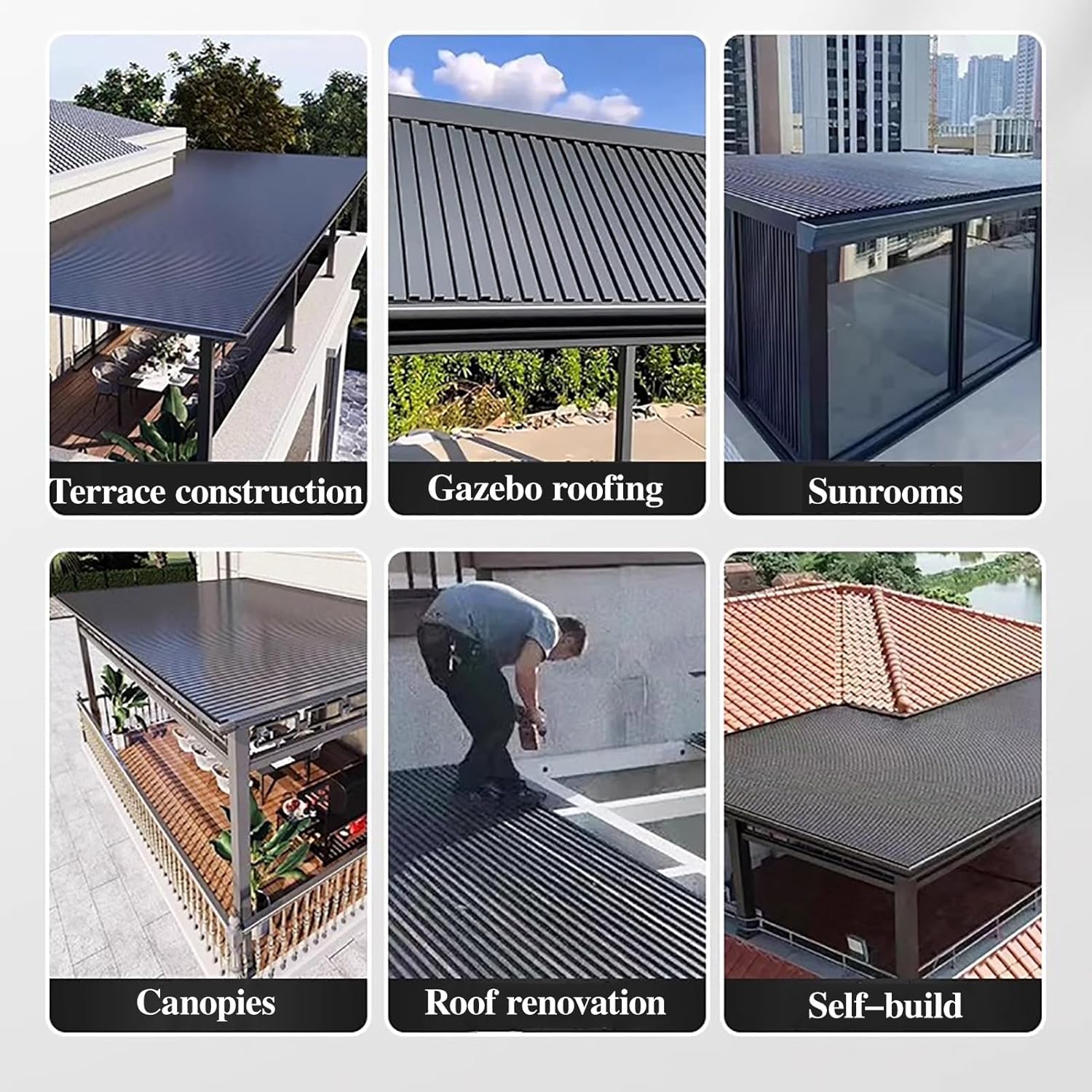 Heavy Duty Ceiling Insulated Panels, Metal Roofing Panels for Chicken Coop Gazebo and Mobile Homes, Corrugated Awning Covers with Polycarbonate Fill(Brown,L 1m(3.2ft))
