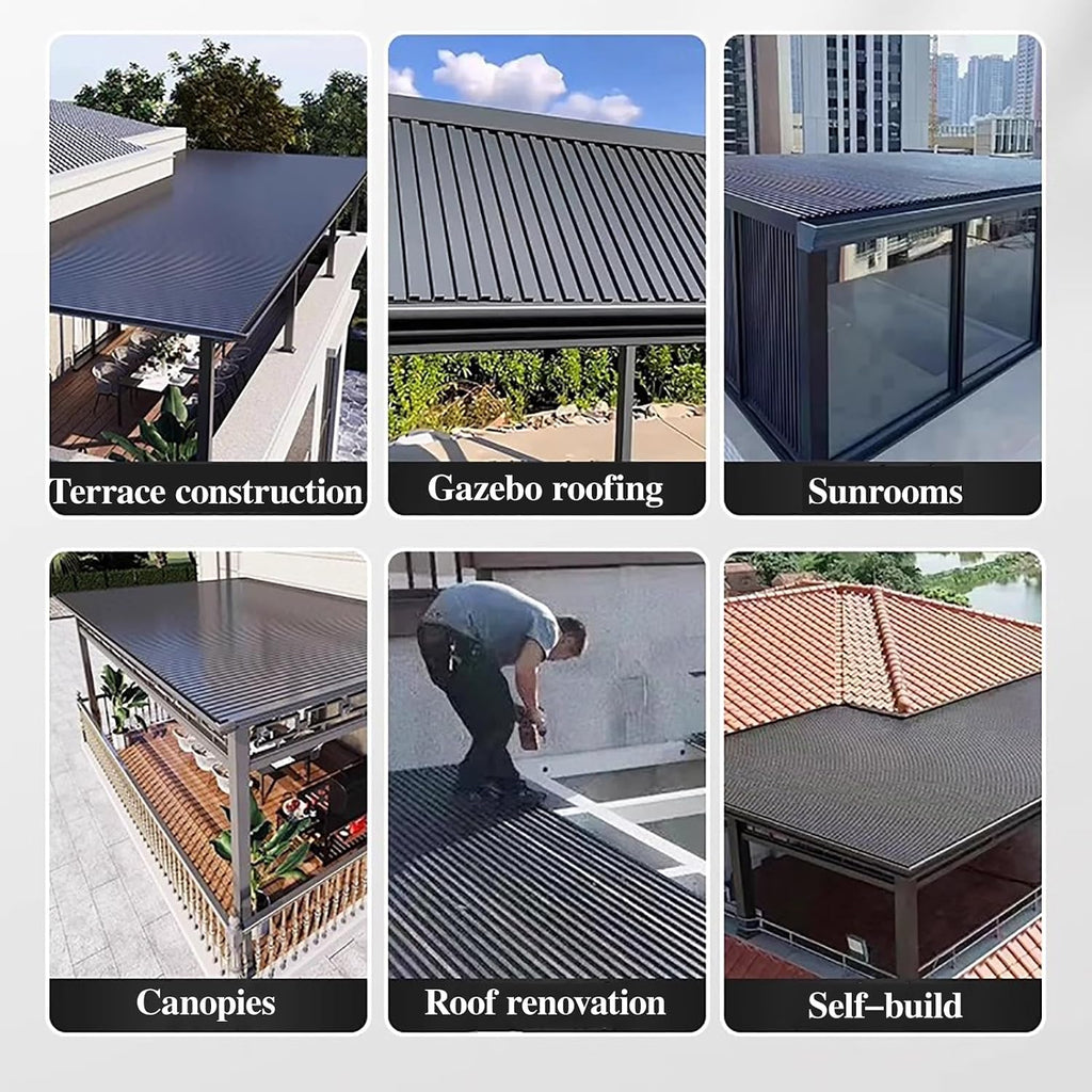 Metal Aluminum Roofing Panels 10 12 14 16 18 20ft, Gazebo Cladding Panel Board Outdoor Waterproof, Shed Siding Sheet Metal Can Thermal Insulation(Brown,L 306cm(10ft))