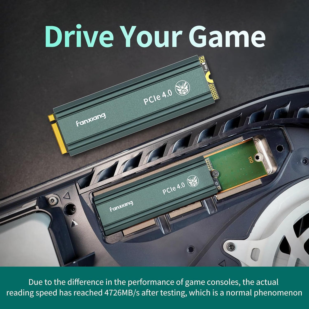 fanxiang S660 PCIe 4.0 1TB NVMe M.2 SSD for PS5 with Heatsink, Up to 5000MB/s, Internal Gaming SSD NAND SLC Cache Suitable for PS5 Enthusiasts, Technology Enthusiasts, IT Professionals