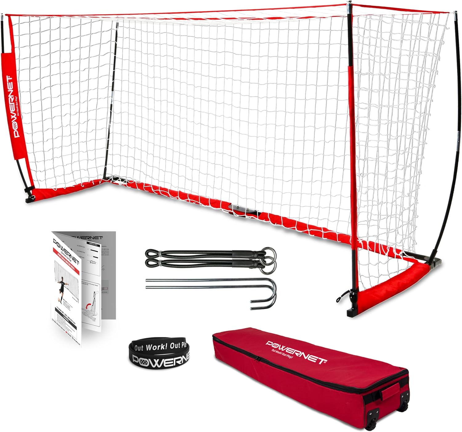 PowerNet Soccer Goal for Backyard, 3Mx2M / 6x4 / 8x4 / 12x6 / 14x7 /18.5x6.5 / 21x7 / 24 x 8 Portable Soccer Net, Sports & Outdoors Training Equipment, Quick Setup 1 Goal & Zipper Storage Bag