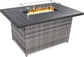 Best Choice Products 52in 50,000 BTU Outdoor Wicker Patio Propane Gas Fire Pit Table w/Aluminum Tabletop, Glass Wind Guard, Clear Glass Rocks, Cover, Slide Out Tank Holder, and Lid - Gray