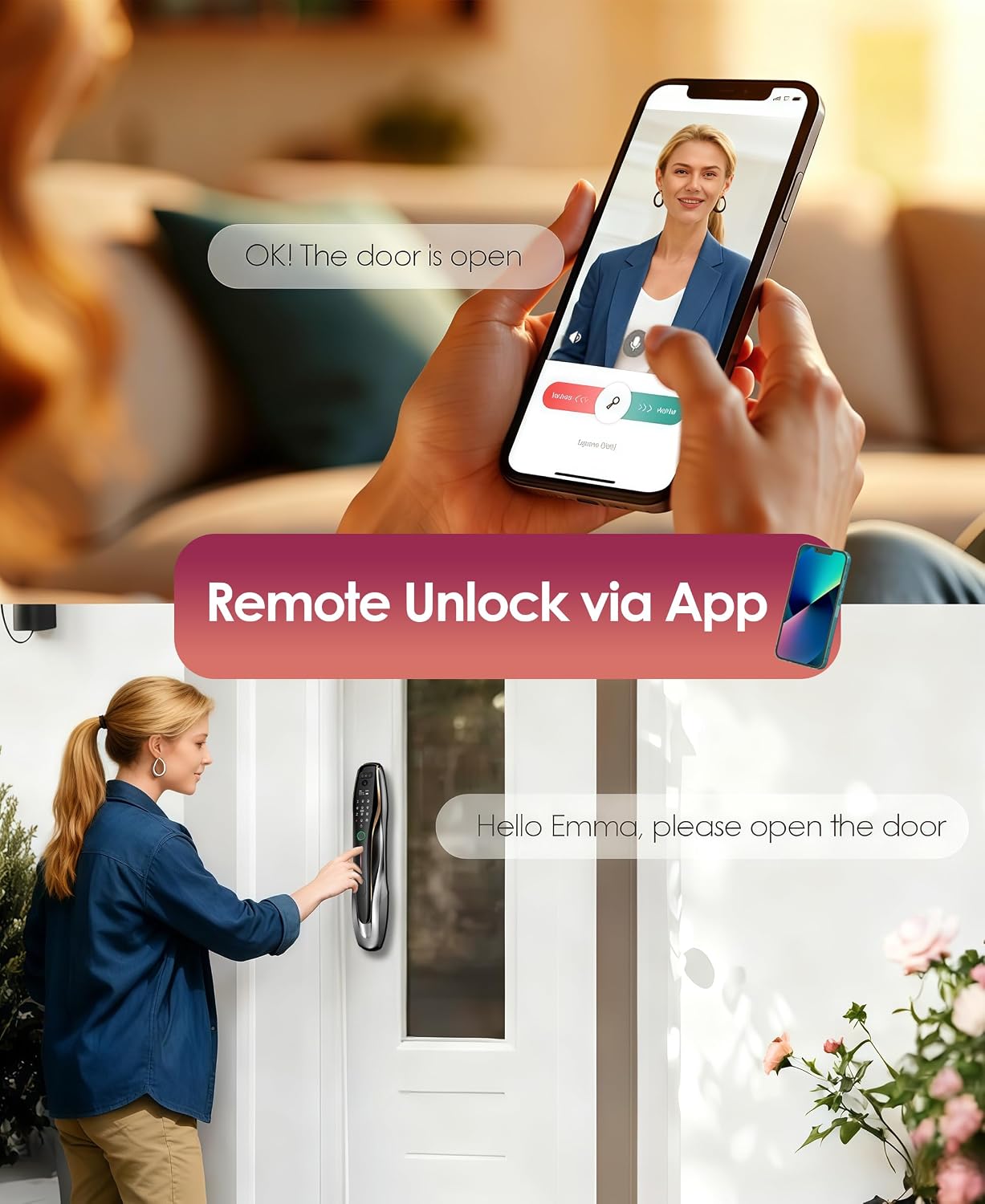 3D Face Recognition Smart Lock with Camera & Handle,Video Doorbell, 7-in-1 Keyless Entry, IP67 Waterproof, 4.5' HD Screen, 2-Way Talk,Tuya App, Door Lock for Front Door
