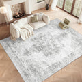 9x12 Area Rug for Living Room, Washable Vintage Boho Medallion Rugs Soft Non Slip Large Area Rug Stain Resistant Indoor Retro Carpet for Bedroom Nursery Kids Dining Room Home Office(Grey, 9'x12')