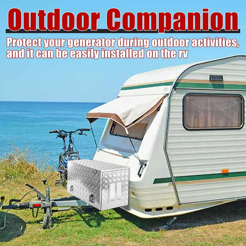 35x23x23 Inch Aluminium Generator Toolbox Heavy Duty Generator Storage Box with Ventilation grille with Lock and Keys suitable for RV Garage