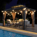 13'x10' Aluminum Permanent Hardtop Gazebo with Double Roof, Includes Removable Curtains & Mosquito Netting for Patio, Garden, and Backyard Use