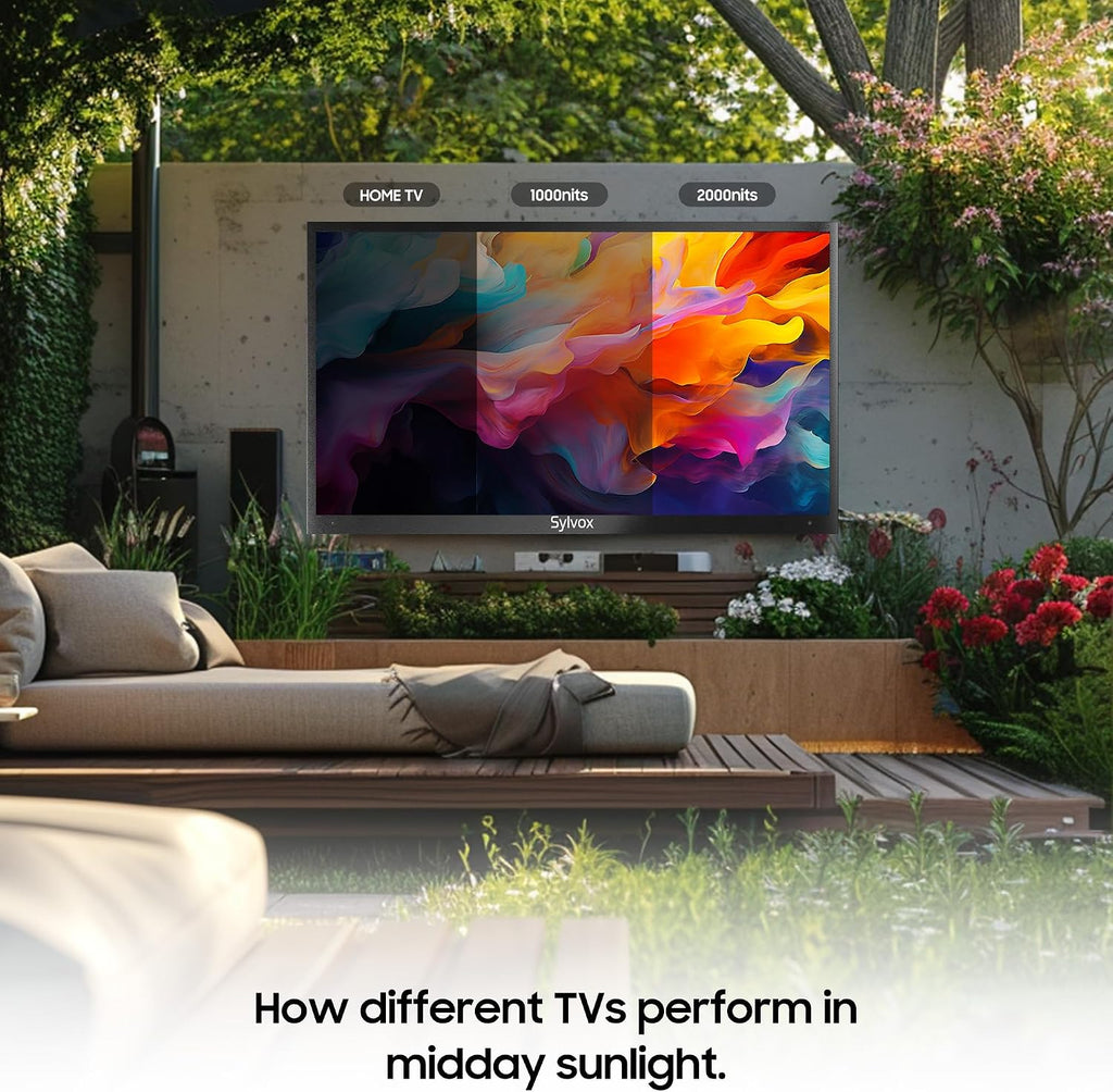 SYLVOX New 43' Outdoor Smart TV, Superior Waterproof Performance, Upgraded Matte Finish for Enhanced Anti-Glare Effect, Full Metal, with Dolby Atmos, 2000nits, Full Sun Pool Pro 3.0+ Series