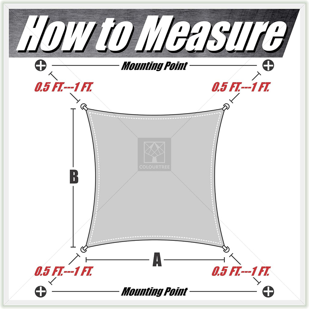ColourTree CTAPR1214 Custom Size 12' x 16' Grey Sun Shade Sail Canopy UV Block  Rectangle - Commercial Standard Heavy Duty - 190 GSM - 3 Years Warranty