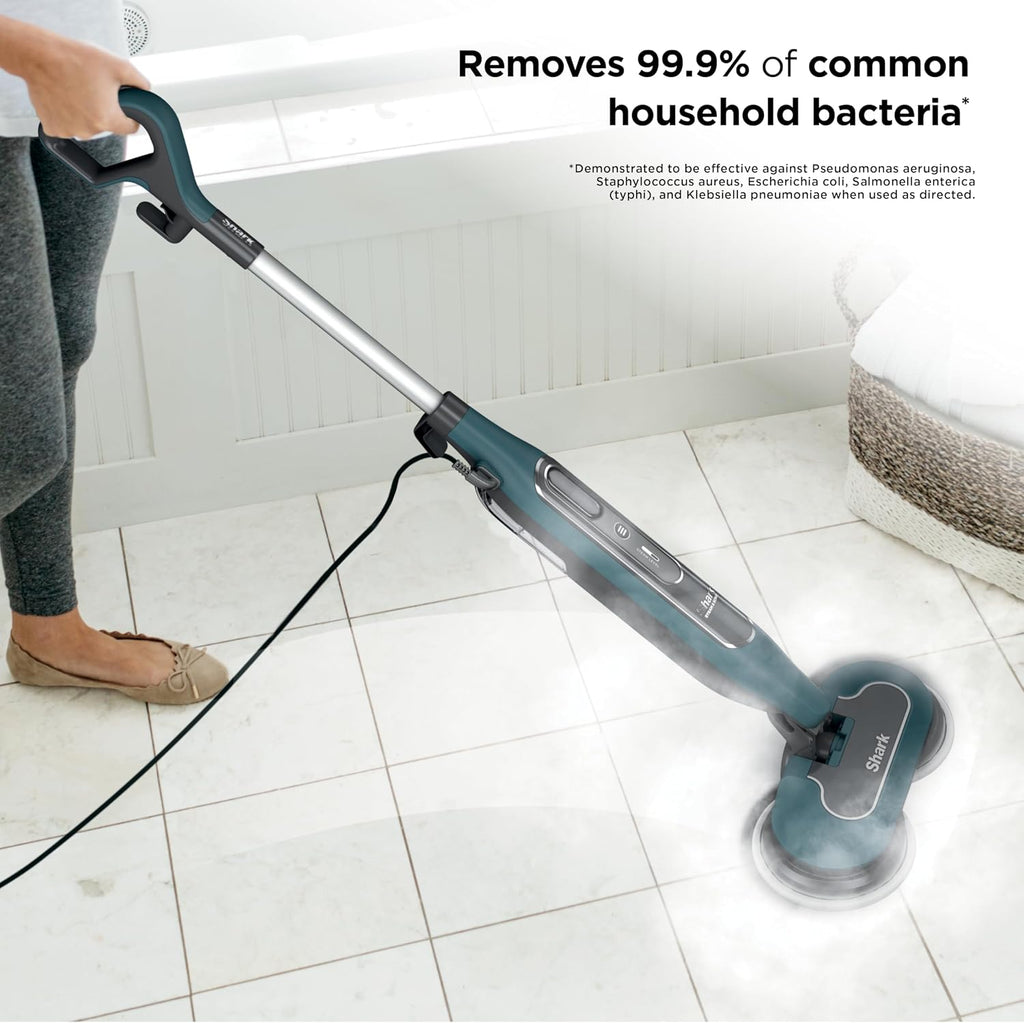 Shark Steam & Scrub All-in-One Scrubbing and Sanitizing Hard Floor Steam Mop, 2 Steam Modes, 2 Dirt Grip Soft Scrub Pads Included, XL Removable Water Tank, Swivel Steering, Teal, S8002BRN