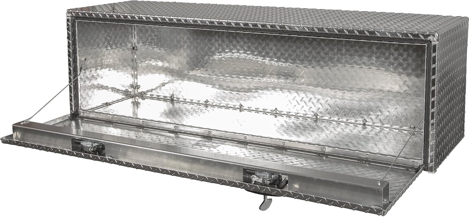 Buyers Products 1705125 Diamond Tread Aluminum Topsider Truck Box with Lockable T-Handle Latch, 18 x 24 x 60 Inch, Truck Storage and Organizer, Made in the USA, Silver