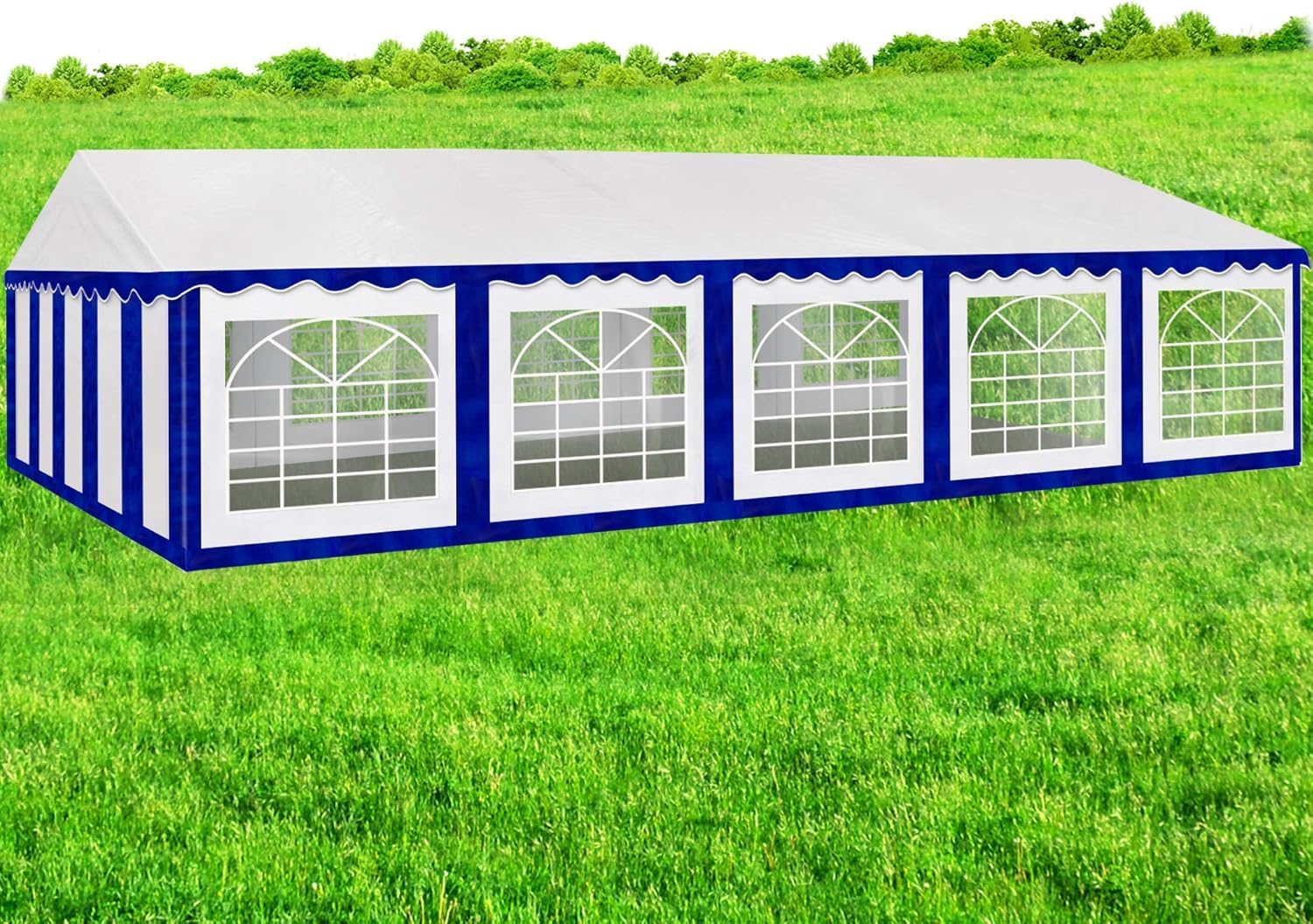AMERICAN PHOENIX Party Tent 16x32 ft Heavy Duty Canopy Shelter for Wedding Event Fair with Roof Removable Sidewalls and Windows White (16x32 - PE/w Blue)