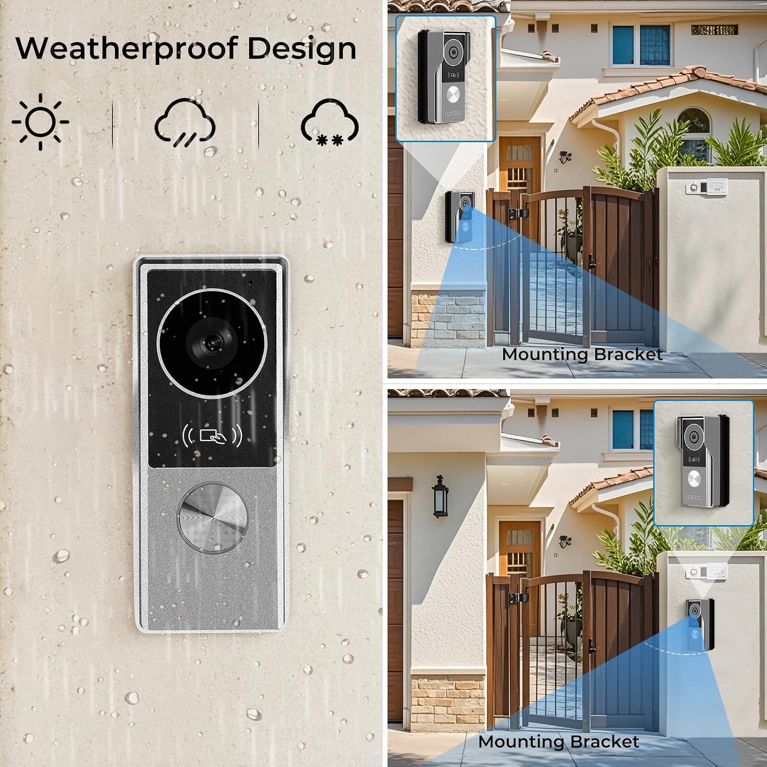 2-Wired Video Intercom System with Dual 7'' Touch Screen, 1080P HD Camera & 130° Wide Angle, Two-Way Calling Between Screens, Tuya APP Remote Control, Waterproof, for Villa Apartment