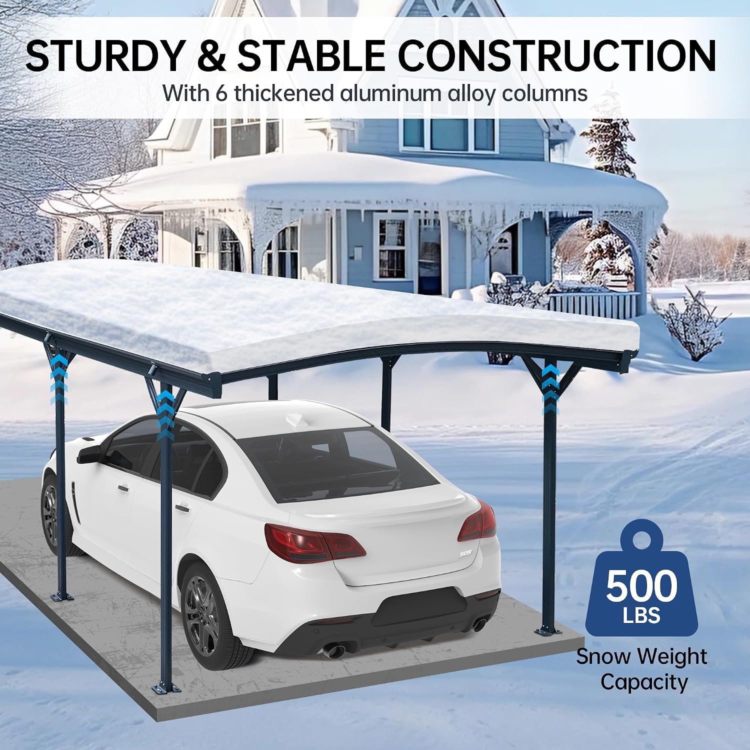 Real Relax Carport 10 x 19 ft Heavy Duty Metal, Multi-Use Shelter with Aluminum Arch-Roof with Polycarbonate Panel for Cars, Boats & Shade, Grey