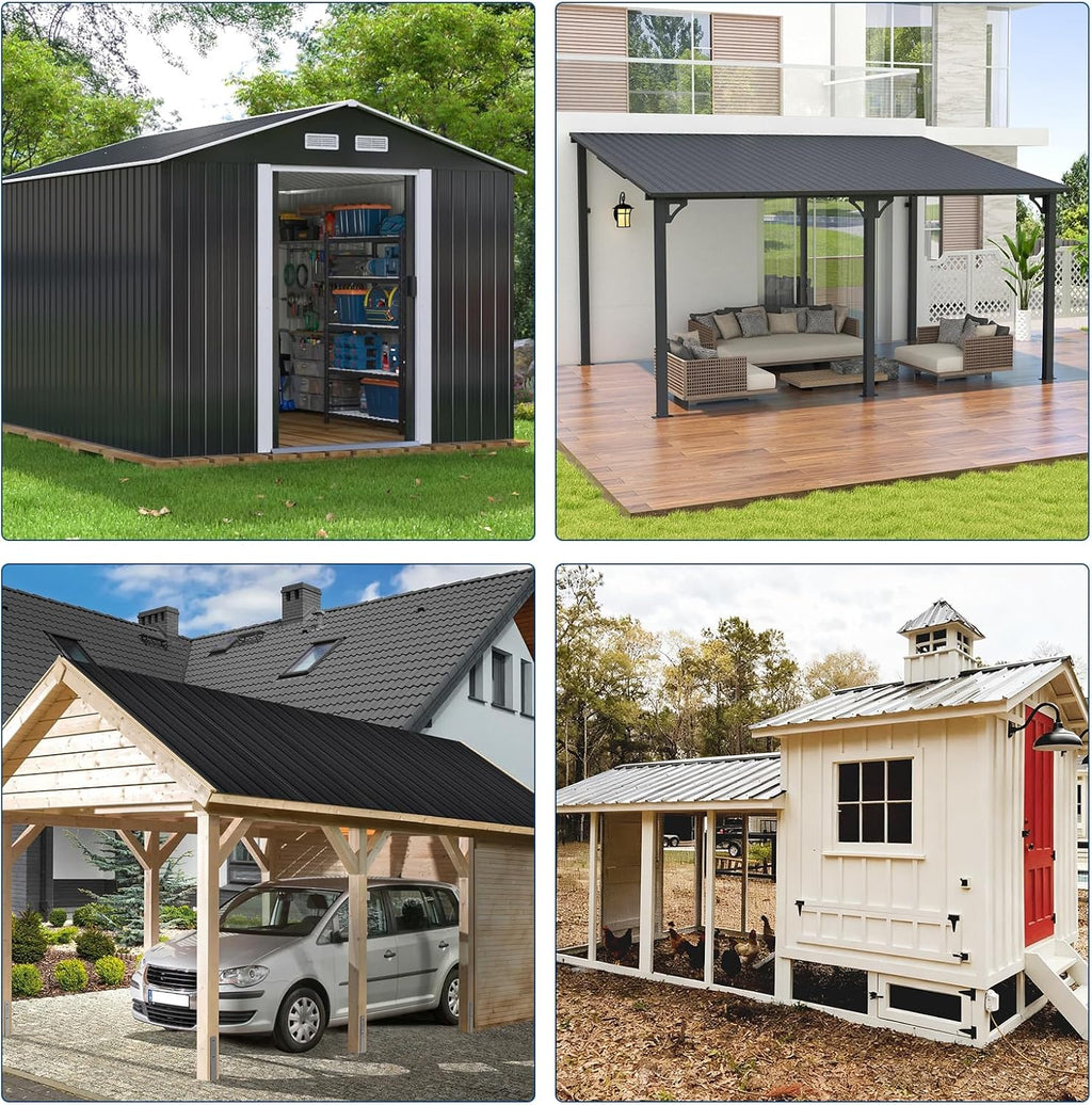 GarveeLife Metal Roofing Panels - 20Pcs Corrugated Galvanized Roof Panels for Carport Waterproof Siding Panels for Outdoor House, 42.52 in x 16.8 in