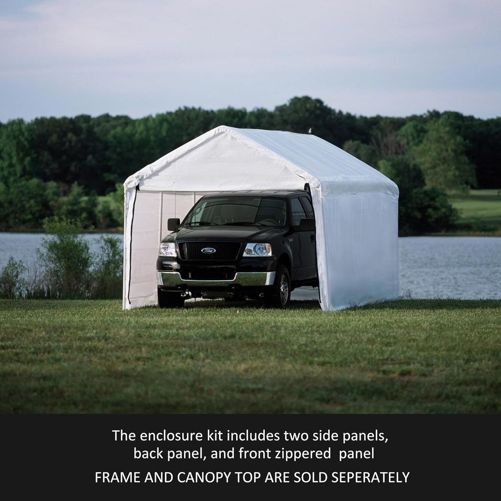 ShelterLogic 10' x 20' MaxAP Large Portable Garage 2in1 Kit Heavy-Duty Steel Frame Outdoor Canopy, Gazebo, or Carport Tent with Enclosure for Car, SUV, Truck, Boat, Tractor, White