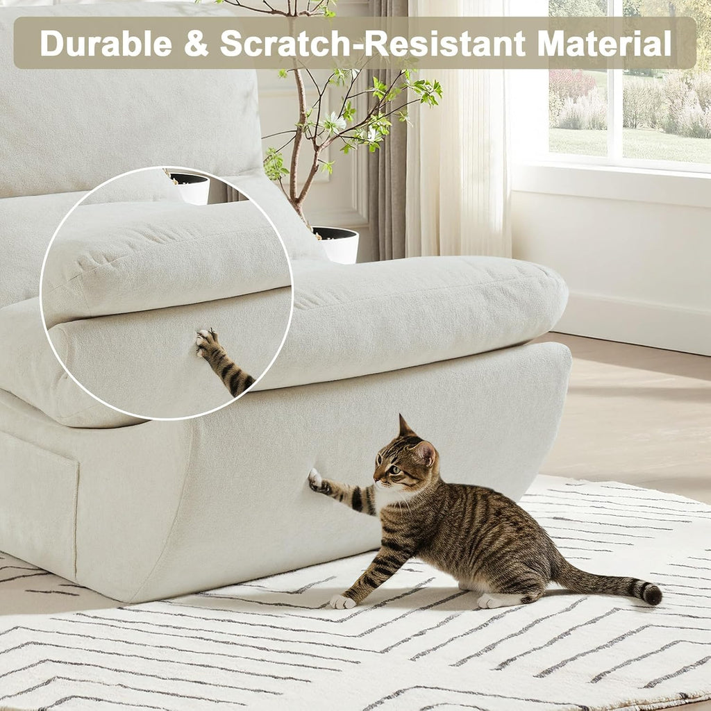 Set of 2 Bean Bag Chairs for Adults, Boneless Lounge Chair, Anti Cat Scratch Fabric with Machine Washable, Beanbag Chair for Bedroom, Floor Couch Living Room, Bedroom, Reading Corner (Beige)