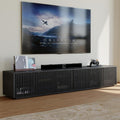 POVISON Full Assembled Mid Century Modern TV Stand, 95'' Wood Slatted TV Media Console for 85+ inch TV, Entertainment Center with Storage for Living Room Bedroom