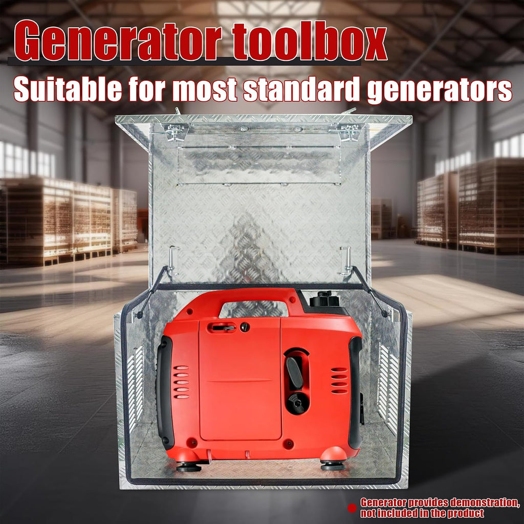 35x23x23 Inch Aluminium Generator Toolbox Heavy Duty Generator Storage Box with Ventilation grille with Lock and Keys suitable for RV Garage