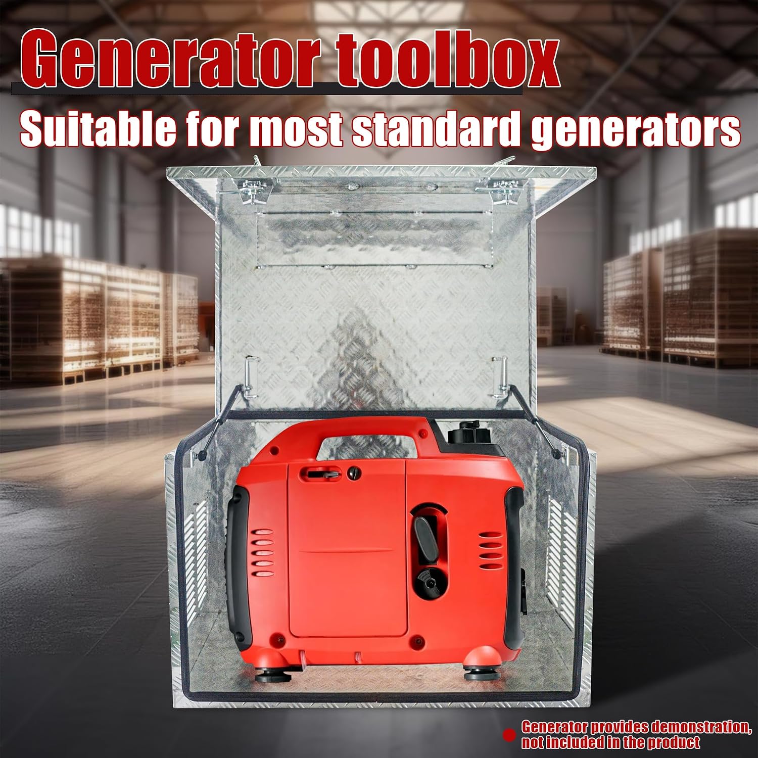 35x23x23 Inch Aluminium Generator Toolbox Heavy Duty Generator Storage Box with Ventilation grille with Lock and Keys suitable for RV Garage