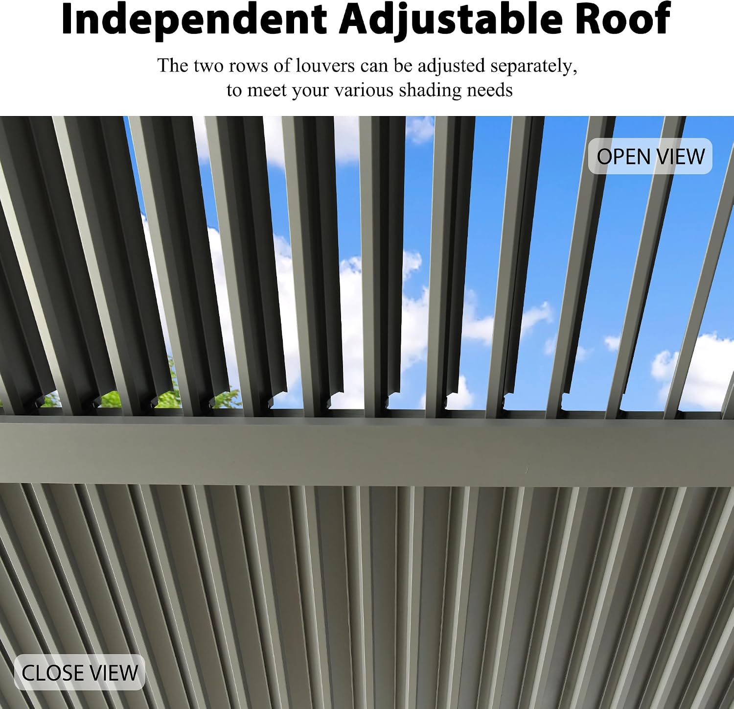 Domi 10x13FT Louvered Pergola, Full Aluminum Pergola with Adjustable Louvered Roof, Outdoor Pergola with Waterproof Curtains and Netting, Gray