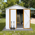 Shed with Windows,Large Metal Outdoor Storage Shed, Lockable Tool Storage shed, Steel Garden shed, Suitable for Backyard, Terrace, and Poolside (Roof White+Yellow, 6FTx4FT)