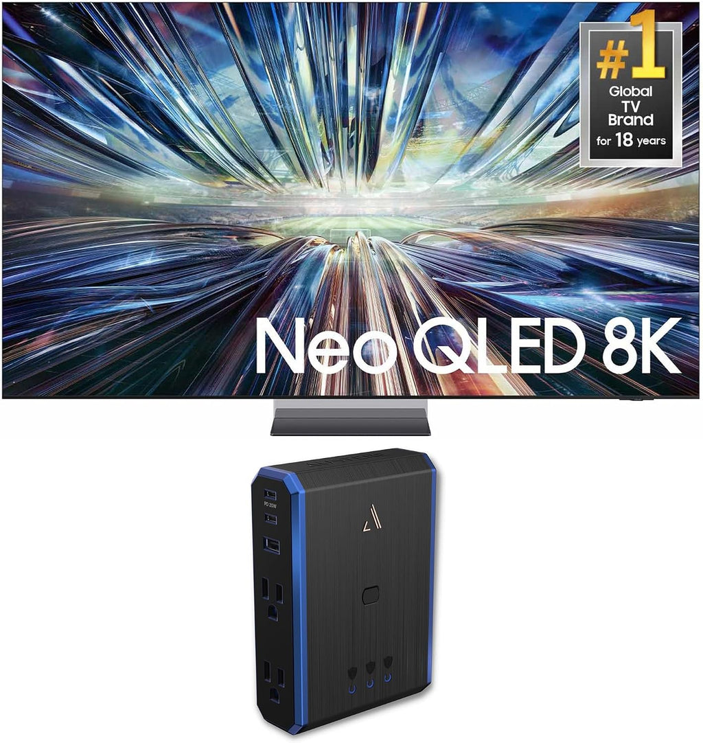 Samsung QN85QN900DFXZA 85 Inch Class QN900D Neo QLED 8K Smart TV with an Austere 5S-PS4-US1 4-Outlet Power with Omniport USB (2024)