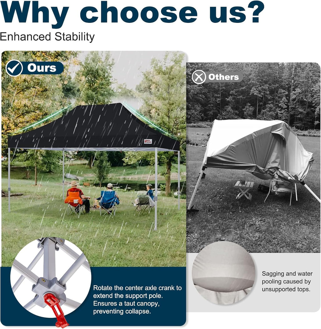 MASTERCANOPY Pop Up Canopy Tent Commercial Grade 10x15 Instant Shelter (Black)