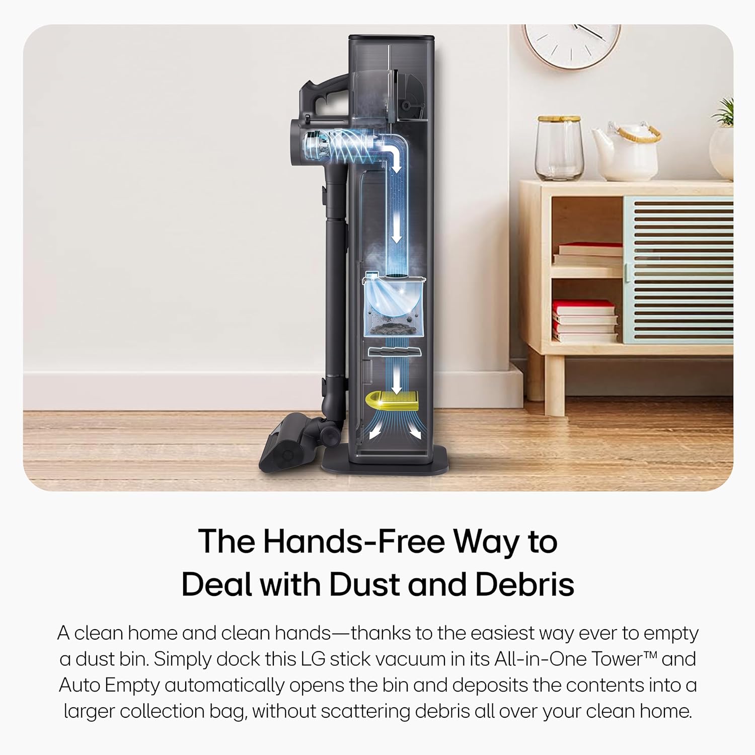 LG CordZero A949 - Cordless Stick Vacuum Cleaner with Auto-Empty Base, 200 Minute Runtime w/Extra Rechargeable Battery, Power Mop, Dual Floor Max, Lightweight, Cleaning for Carpet, Hardwood, Pet Hair