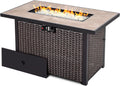 Nuu Garden Outdoor 43 Inch 50,000 BTU Propane Gas Fire Pit Table, Propnae Fire Pit with Ceramic Tabletop, Oxford Cover, Dark Brown and Coffee