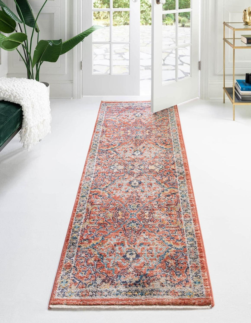 Unique Loom Lola Collection Area Rug - Vivacious (2' 7' x 10' 2' Runner, Brick Red/Blue)