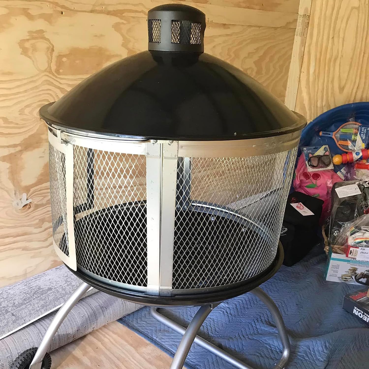 Four Seasons Courtyard Outdoor Fire Pit with Sliding Door, and Top Lid, 28'