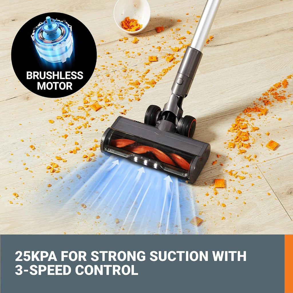 WORX 20V Cordless Stick Vacuum WX038L.1, Powerful Cordless Vacuum Cleaner 25Kpa High Suction for Pet Hair, Lightweight Handheld Vacuum Cleans Floors Carpet Car – Battery & Charger Included