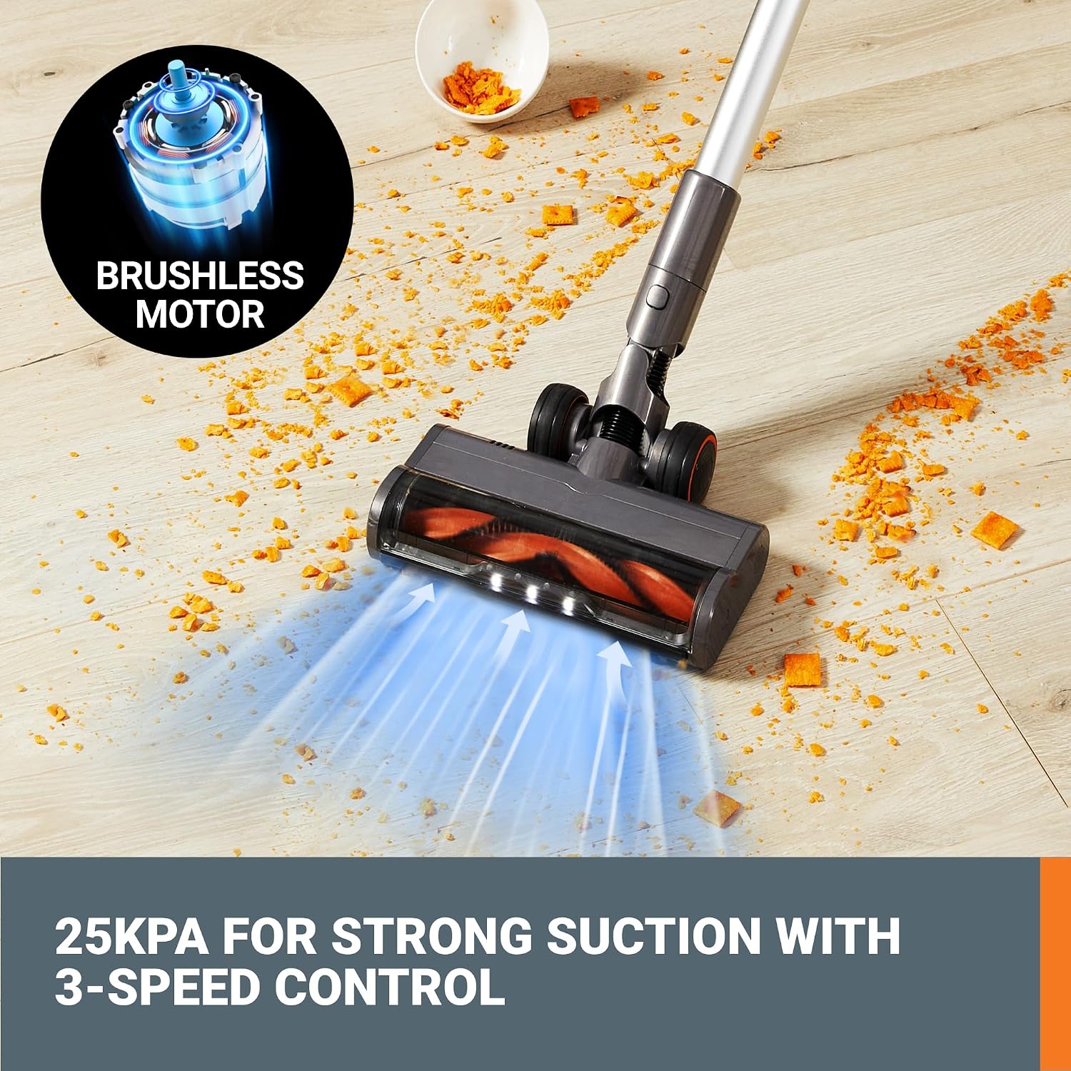 WORX 20V Cordless Stick Vacuum WX038L.1, Powerful Cordless Vacuum Cleaner 25Kpa High Suction for Pet Hair, Lightweight Handheld Vacuum Cleans Floors Carpet Car – Battery & Charger Included