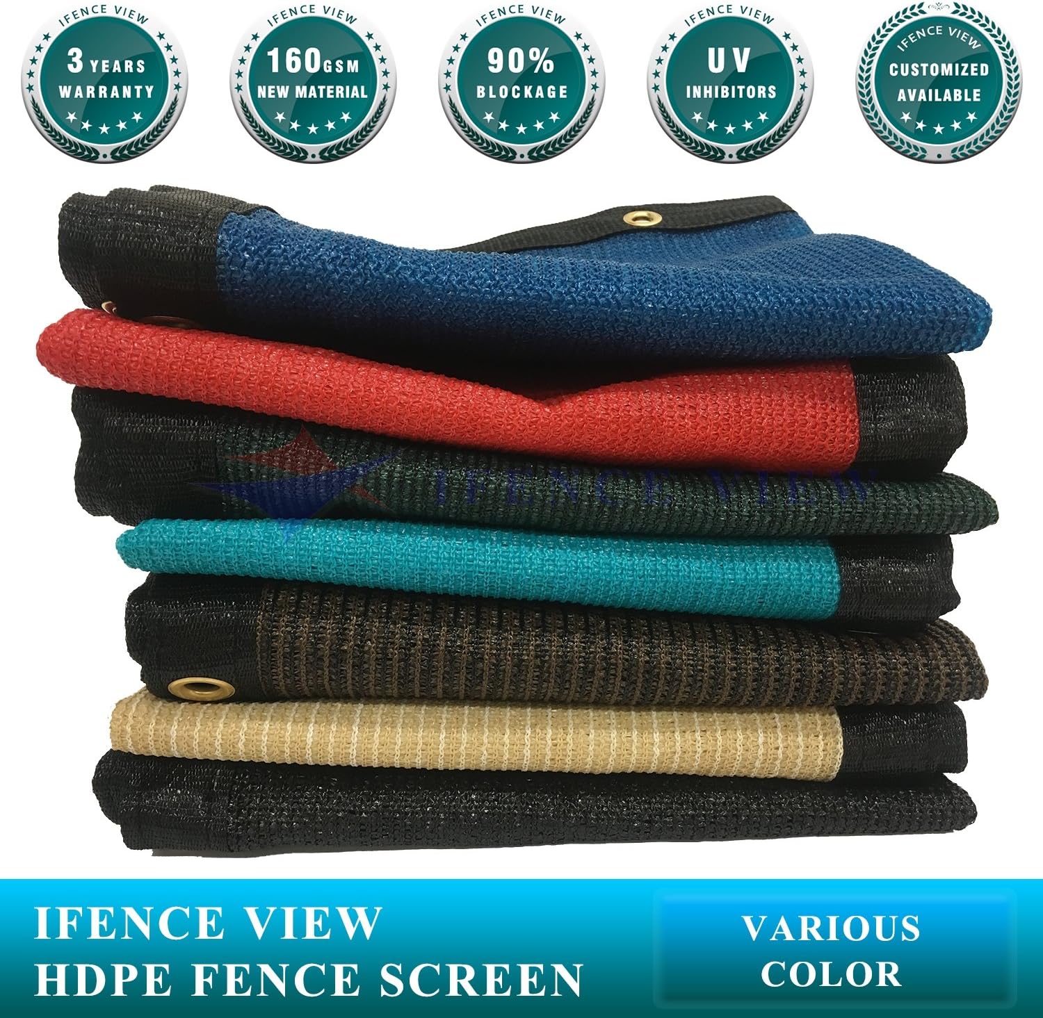 Ifenceview 12' x 16' Black Fence Privacy Screen Fence Cover Panels Mesh Net for Construction Site Yard Driveway Garden Pergolas Gazebos Railing Canopy Awning 165 GSM