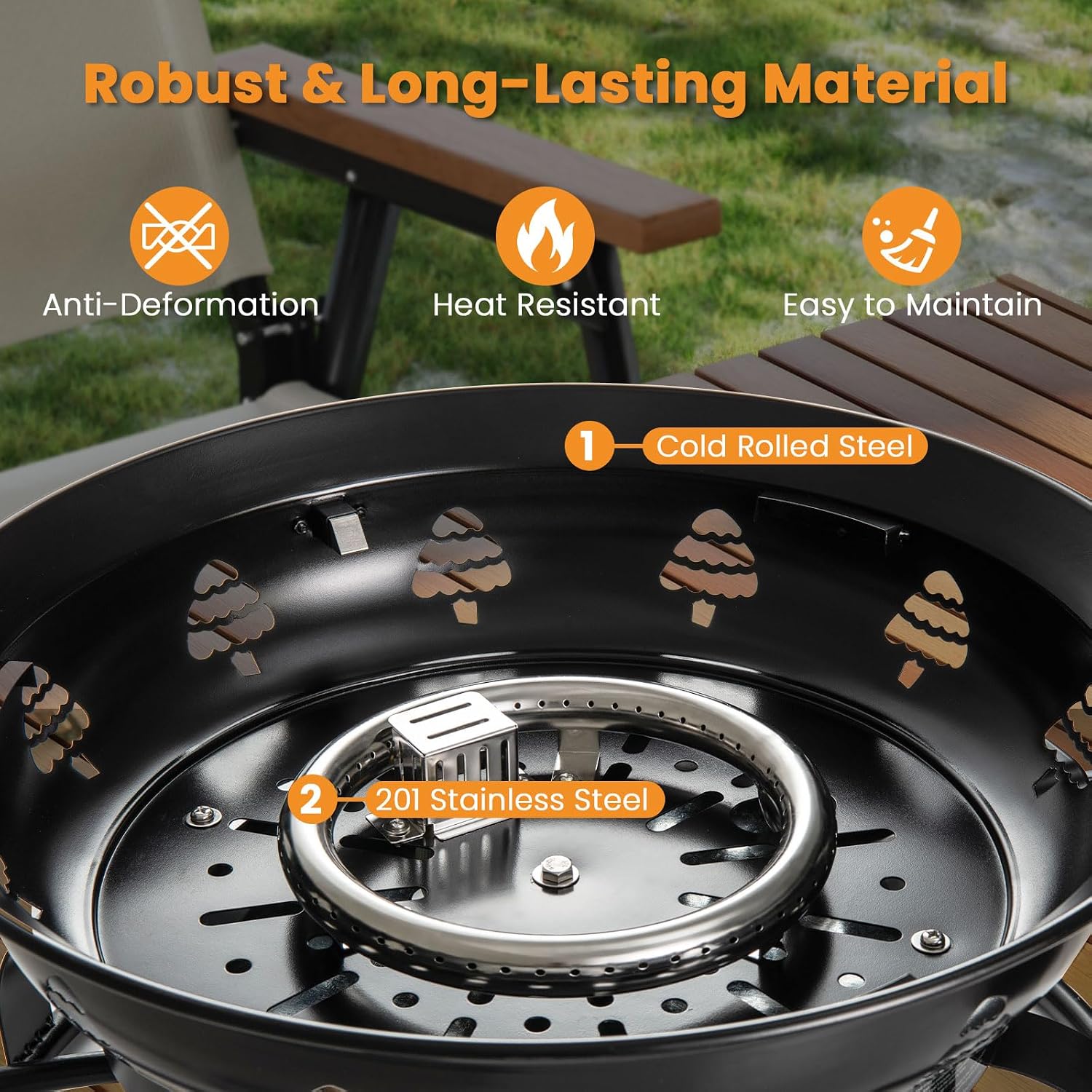 Tangkula Propane Fire Pit, 21 Inch Diameter Patio Portable Fire Bowl with Cover, Igniter & Tank Base Holder, 58,000 BTU Outdoor Gas Firepit with Lava Rock for Camping, Patio